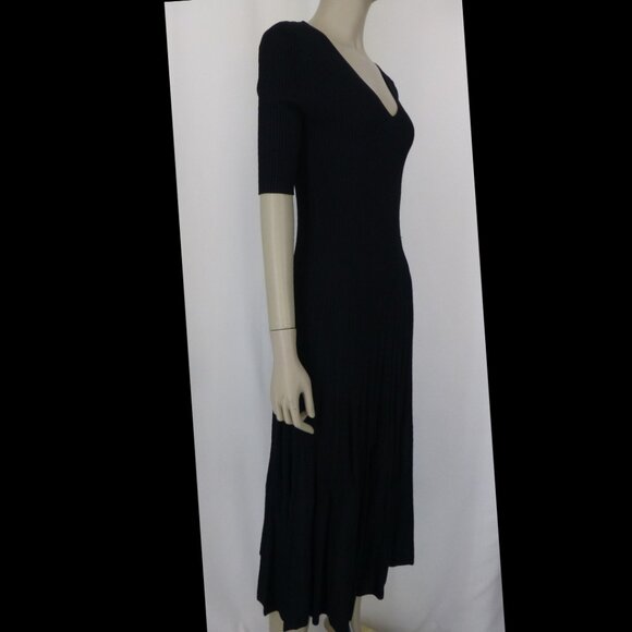 Tahari Black Ribbed Quarter Sleeve Maxi Dress - Picture 3 of 12